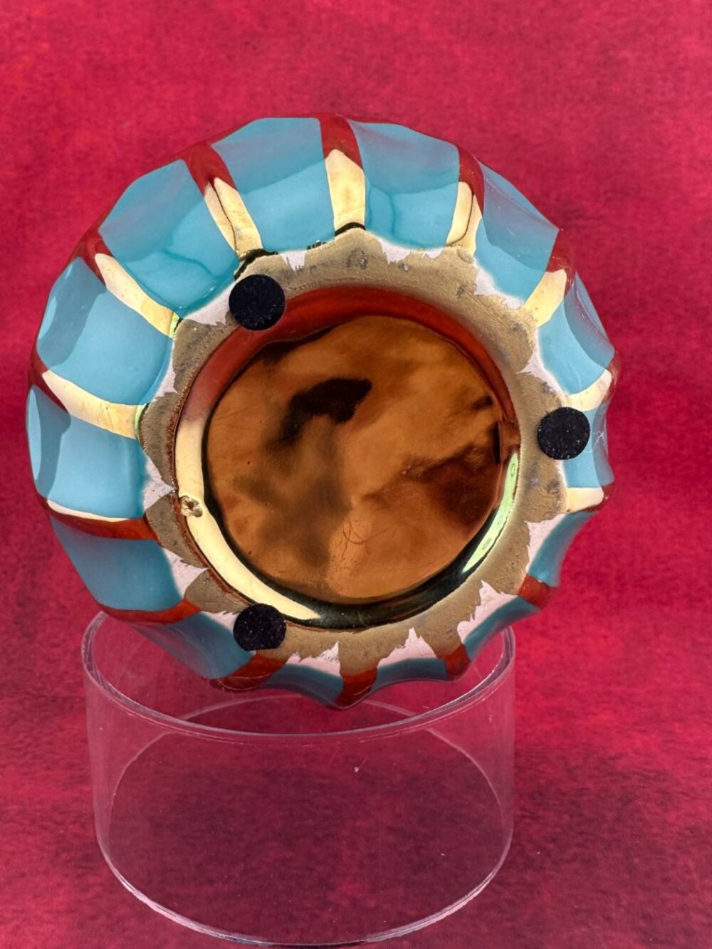 THE SAGEBROOK HOME CERAMIC DECORATIVE VASE in TURQUOISE & GOLD DESIGN 8" TALL - Picture 4 of 7